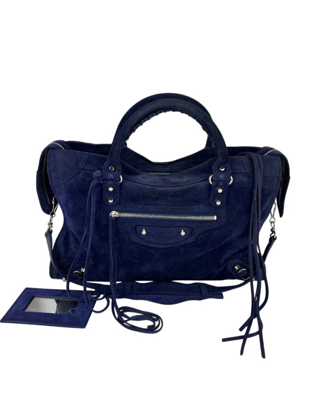 Balenciaga City Blue Suede Medium Shoulder Bag